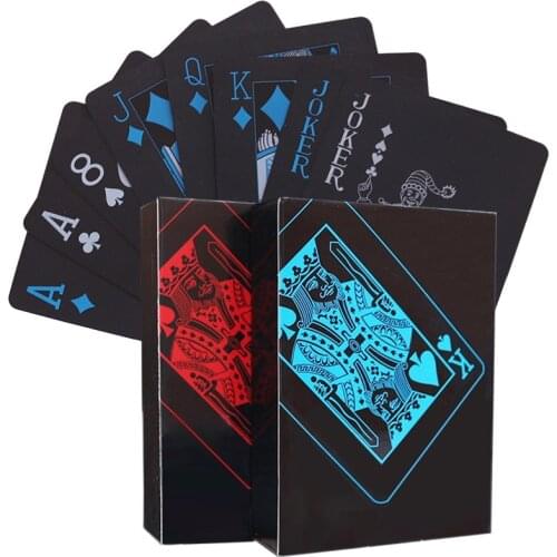 PVC Plastic Playing Cards Set Deck Poker Waterproof Game Poker Cards Party Magic Tricks Tool Black Gold 54 Pcs Creative Gift
