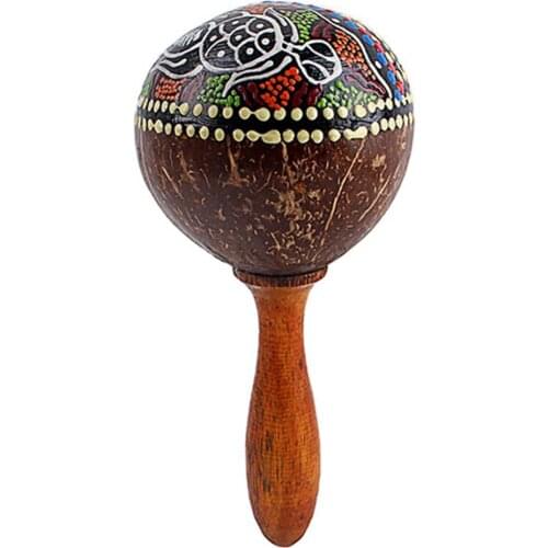 Coconut Shell Sand Hammer Shaker Hand Rattle Percussion Musical Instrument Toy
