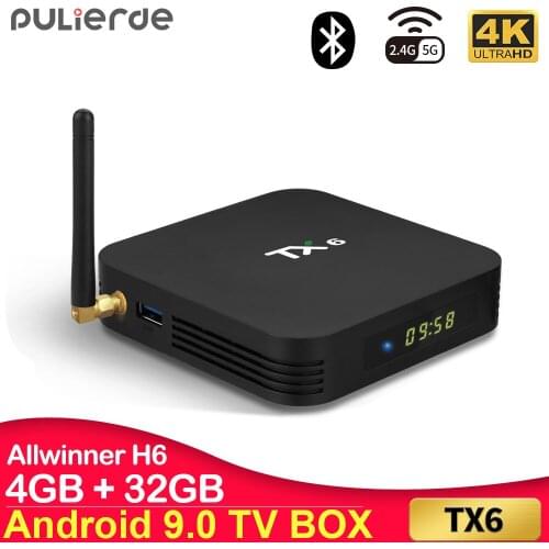 PULIERDE TX6 Android 9.0 TV BOX 4GB 32GB Allwinner H6 Quad core Support 4K 2.4G+5G Dual WIFI Media Player Smart Set Top Box