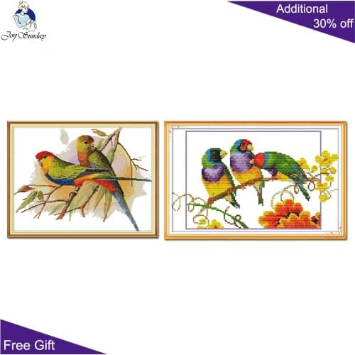 Joy Sunday Parrots Cross Stitch DA236 DA237 14CT 11CT Stamped and Counted Home Decor Parrots Needle Art Craft Cross Stitch Kits