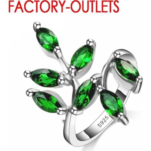 New Fashion Jewelry 925 Sterling Silver Ring Trendy Style Plant Design CZ Cubic Zirconia Women Girls Anniversary Engagement
