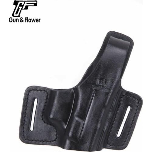 Gun&Flower OWB Leather Holster G17/22/31 Pistol 2 Slot Pouc Half Barrel Pouch Case for Glock Accessories