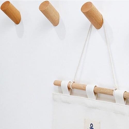 Mounted Coat Hook Decorative Key Holder Hat Scarf Handbag Storage Hanger Bathroom RackSqinans Natural Wood Clothes Hanger