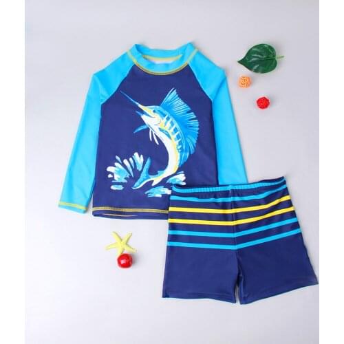 2021 summer split shorts cartoon swimsuit childrens middle big childrens blue shark hot spring swimsuit