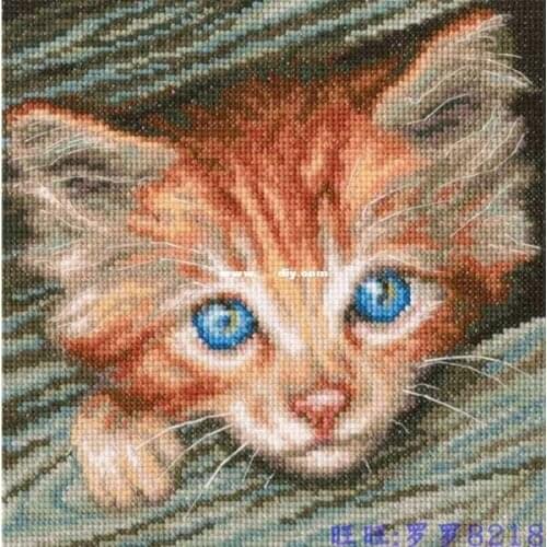 Top Manufacturer Embroidery Lovely Cat Counted Cross Stitch Kits Christmas with 100% Cotton Floss & Free Shipping for Wall Decor