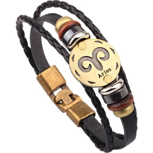 Love Gift for boyfriend leather Woven constellations Bracelet anniversary gift party favor valentines day present