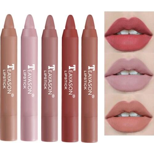 12 Colors Matte Crayon Lipsticks Pencil Waterproof Lasting Nude Lipstick Easy To Wear Red Batom Lipstick Maquiagem Lips Makeup
