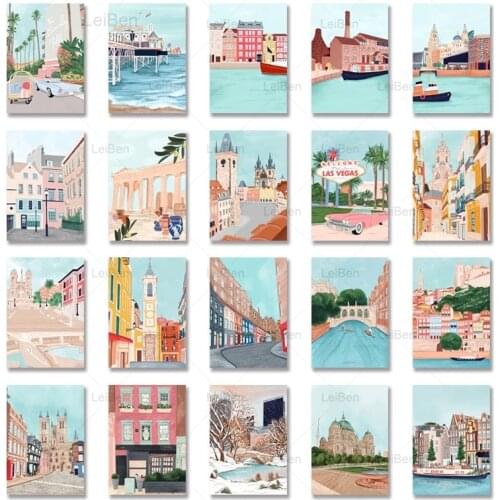 Well-Known City Attractions Posters and Prints Nordic Canvas Painting Wall Art Architectures Pictures for Home Cuadros Decor