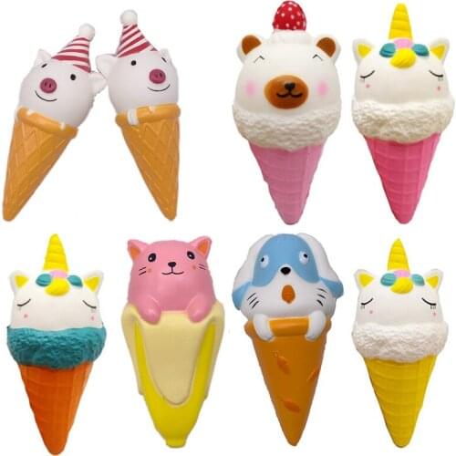 Child Soft Unicorn Squishy Dog Cat Ice Cream Slow Rising Squishies Antistress Hand Fidget Toys for Adults Christmas Gifts