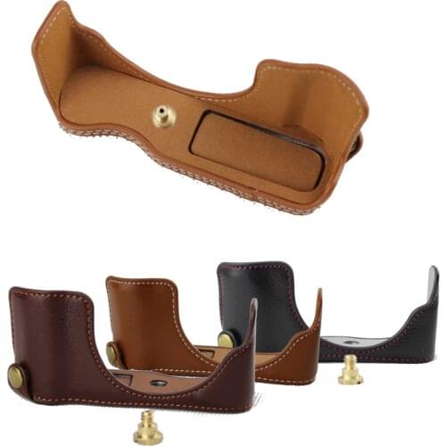 New Genuine Leather Camera Case Half Body Cover For Panasonic Lumix GF7 GF8 GF9 GF10 Remove Battery Directly