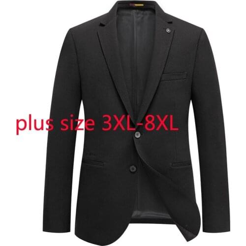 New Arrival Super Large Autumn And Winter Men Black Casual Suit Coat Single Breasted Blazers Plus Size 3XL 4XL 5XL 6XL 7XL 8XL
