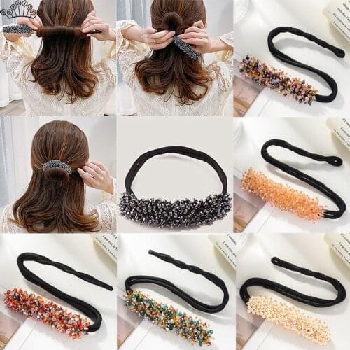 Half Bud Tied Half Ball Head Artifact Wedding Bridal Hair Accessories Crystal Hairbands Barrettes for Women Korea Hair Jewelry