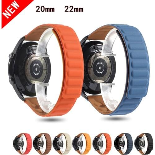 20mm 22mm Watch Strap for Samsung Galaxy Watch 3 46mm42mm Silicone Magnetic Band Active 2 Strap Bracelet for Huawei Watch GT 2