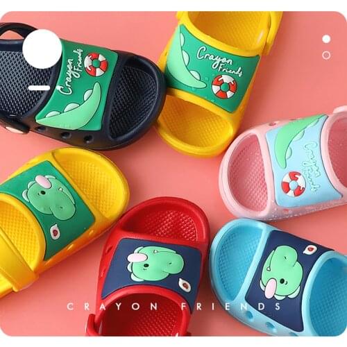 Infant Baby Girls Boys Garden Footwear Anti-Slip Cartoon Dinosaur Patterns Slipper Walking Shoes Kids Slippers Indoor Sandals