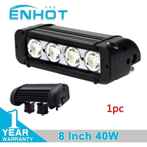 ENHOT 8" 40W Cree LED CHIP Light Bar for Work Lamp Tractor Boat Off Road 4WD 4x4 Truck Trailer SUV ATV Motorcycle IP68 12v 24v