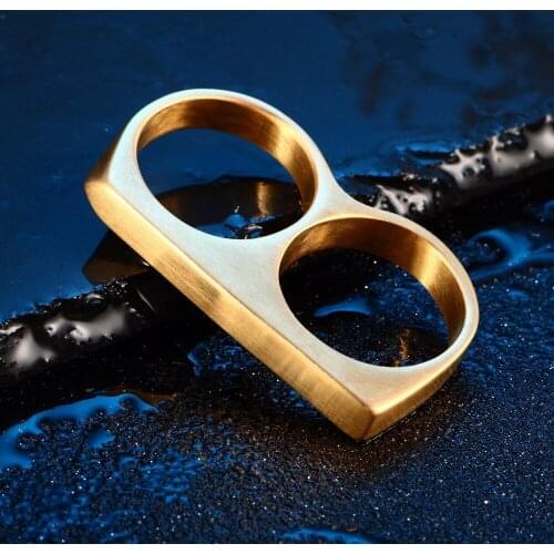 Toy Sports EDC Punk Double Finger Titanium Ring Hand Tools Self defense Stainless Steel Ring Personal Safety Rings Safety