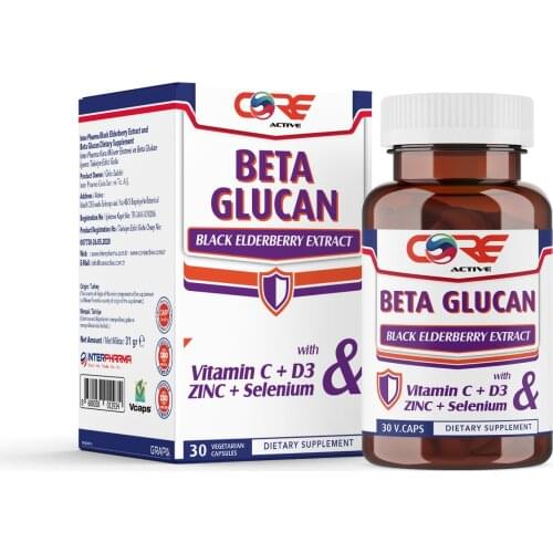 Triple Beta Glucan Black Elderry Extract Vitamin C + D3 ZINC + Selenium 30 Vegetarian Capsules