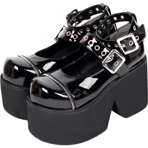 Angelic imprint woman girl lolita cosplay shoes lady high heels wedges Pumps women dress party princess shoes 9893 2 buckles