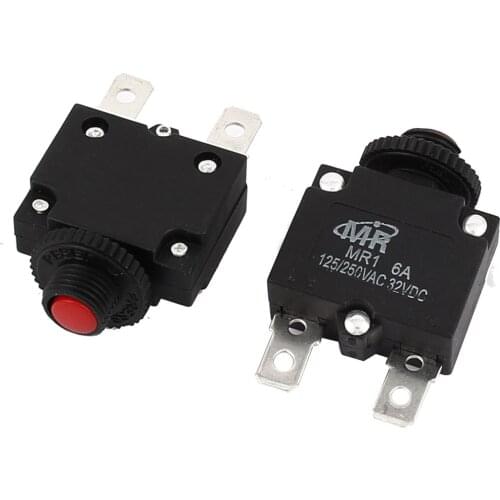 UXCELL Ac 125V/250V 6A Red Reset Button Overload Protector Circuit Breaker 2Pcs
