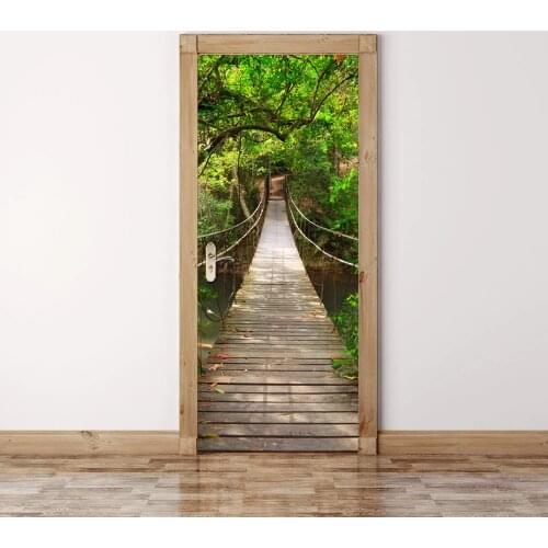 77x200cm Vinyl 3D Door Sticker Tree Self Adhesive Wallpaper for Doors PVC Waterproof Posters Home Decor Living Room Mural Decals