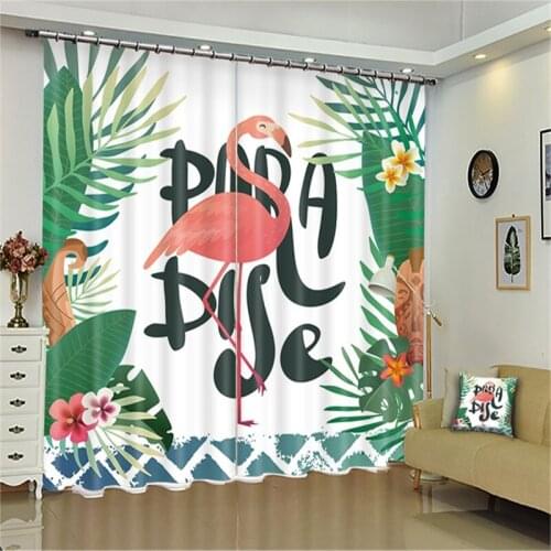 3D Blackout Curtains Office Bedding Theme Hotel Shade 3D Curtain Photo Print Curtain Flamingo Digital Print Nordic Curtain