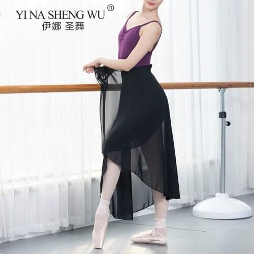 Dance Skirt Women Long Chiffon Ballet Skirts Adult Soft Dance Dress Black Ballet Costume Waist Tie Dress Gauze Dress Clothing