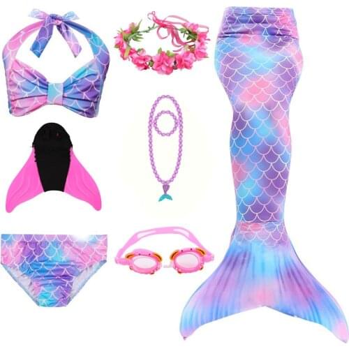 Mermaid Bathing Suit Tail Dress Costume Girl Children Swimming Monofin with Mermaid Tails Girl Sexy Swimsuit Christmas Cosplay