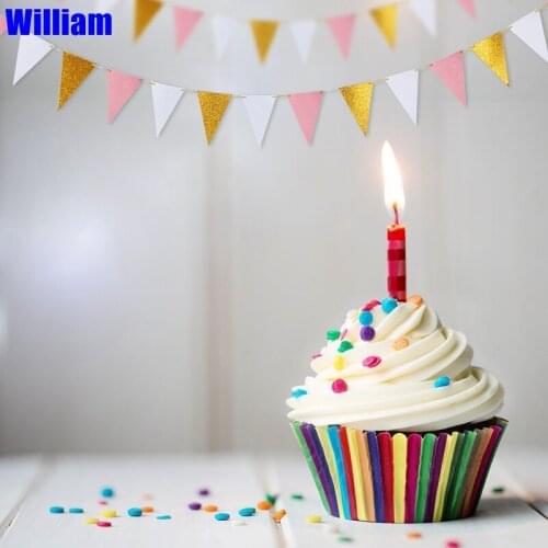 10ft Glitter Paper Gold Pink and White Banner Bunting Pennant Garland for Home Wedding Decoration Birthday Party Banners