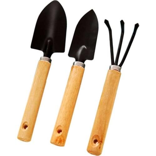 2Pcs/3Pcs Mini Spade Shovel Harrow Flowerpot Tools Potted Wooden Handle Plants Maintenance Soil Shovels DIY Gardening Tools