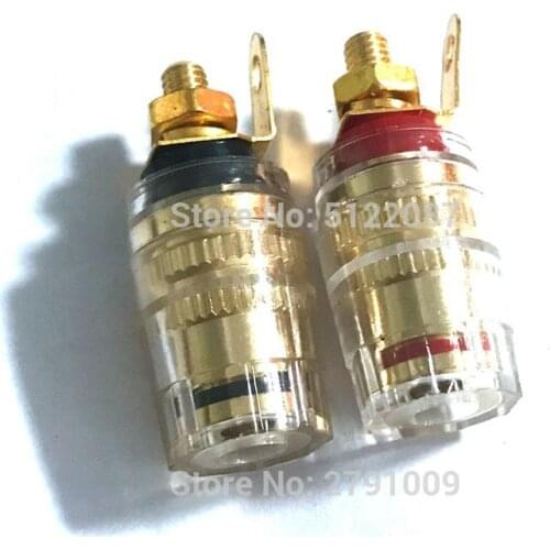 2pcs 4mm Banana Socket Gold Plated Binding Post Nut Banana Plug Jack Connector Clear Terminal with Transparent Shell For Banana
