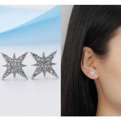 2020 New Fashion Gold Star Moon Shape Earrings Simple Ear Ring Ethnic Jewelry Gift Crystal Round Geometric Earrings for Women