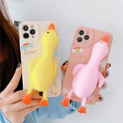 3D Cute squishy duck Case For iphone 11 12 Pro Max 12 Mini Case Full protection soft cover for iphone X XS MAX XR 7 8 Plus Case