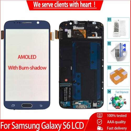 5.1" Original For Samsung Galaxy S6 G920 G920F G920FD LCD Display Touch Screen With Frame Replacement LCD With Burn-Shadow