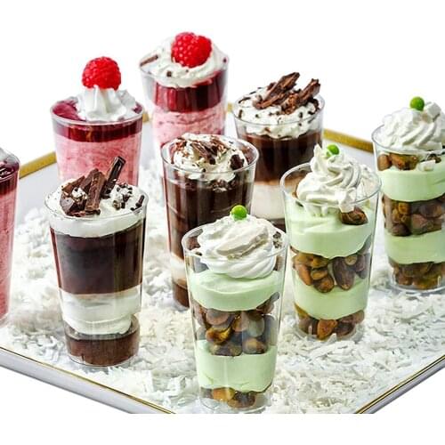 50 pieces of disposable plastic cups, jelly, yogurt, tiramisu mousse, pudding, fruit salad, dessert, catering supplies, cups