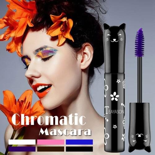 8g Cartoon Kitten Mascara Long Lasting 4D Silk Fiber Curling Volume Thick Waterproof Sweat Proof Party Use High Quality Makeup