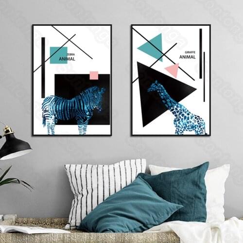 Simple Atmosphere Abstract Geometric Animal Pattern Decorative Painting 3D Stereo Wall Sticker Bedroom Dormitory Poster