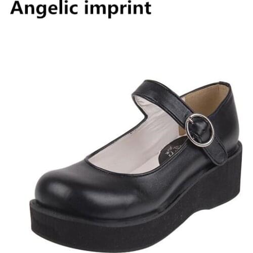 Angelic imprint woman mori girl lolita cosplay shoes lady high trifle heels pumps wedges women princess dress party shoes 33-47