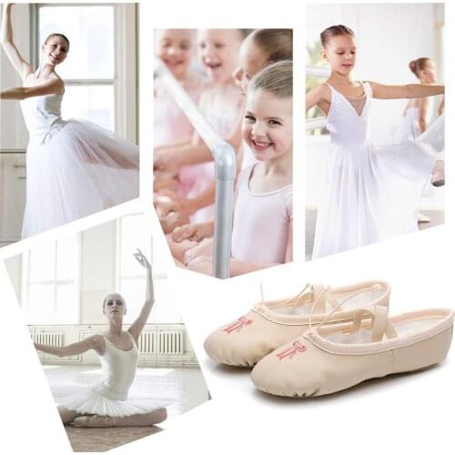 Ballet Slippers Girls Leather Ballet Shoes Canvas Dance Shoes Dance Gymnastics Sports Trainings Slippers Yoga Flats