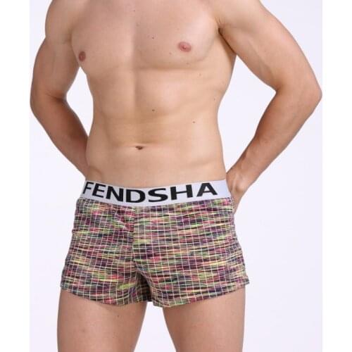 Summer Men plaid boxer Underwear Boxer Shorts grid Men Boxers Loose Homewear Sleepwear For Man with pouch
