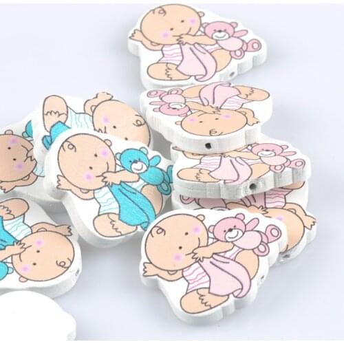 20pcs Mixed color Baby feeding-bottle Wooden Spacer Beads For Jewelry making DIY 34X32mm MT2039X