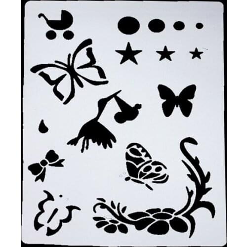 DIY Scrapbooking Swan Bowknot Template Baking Kitchen Decorating Cake Stencil Spray Butterfly Flowers Template Embossing Folders