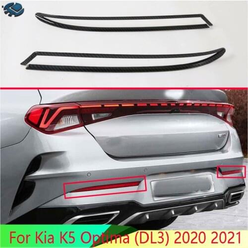 For Kia K5 Optima (DL3) 2020 2021 Carbon Fiber Style Rear Reflector Fog Light Lamp Cover Trim Bezel Frame Styling Garnish