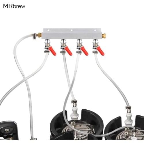 2/3/4 Way Manifold Gas Line Splitter,Gas Distributor 5/16 Inch Barb Fitting With Check Valves For Homebrew Beer Wine DIY Tools
