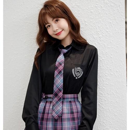 JK Uniform Shirts Girls College Wind Bear Embroidery Spring Autumn Square Collar Long Sleeve Top School Girl Uniform