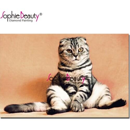 Sophie Beauty Diy Diamond Painting Sitting cat Cross Stitch Animal Pattern Embroidery Rhinestone Mosaic Home Decro Wall Art19073