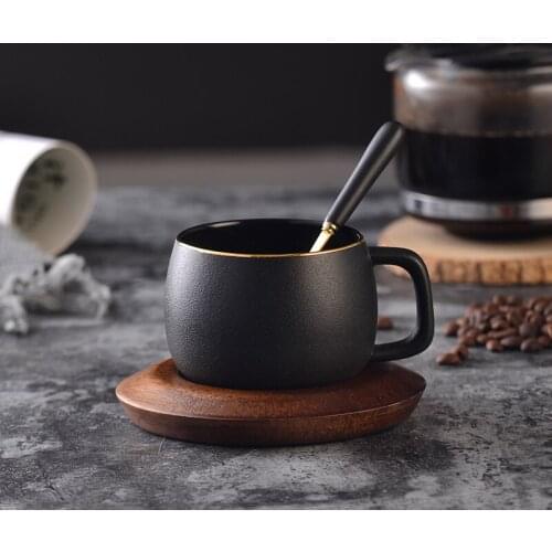 Northern European Scrub Ceramic Coffee Cup Creative Gold Coffee Cup Dish Spoon Set English Afternoon Tea Red Tea Cups Gift Box