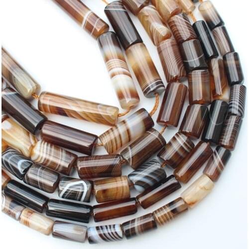 Coffe Stripe Agate Tube Beads , 15inch per strand 6-30mm , For DIY Jewelry Making