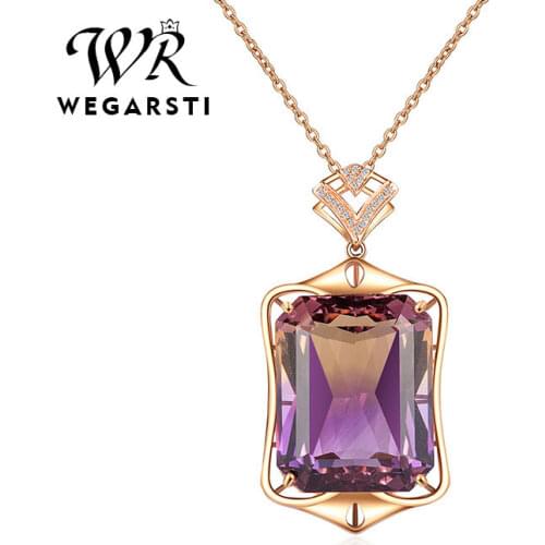 WEGARSTI Classic 925 Sterling Silver Created Gemstone Pendant Necklace For Women Rose Gold 18K Fine Jewelry Wholesale Gift