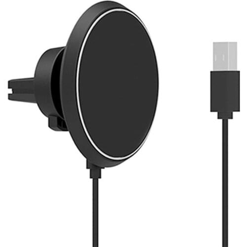 SOONHUA 360 Degree 5V Black Magnetic Wireless Phone Charger Car Air Vent Center Console Mount Phone Holder Stand For QI Phones