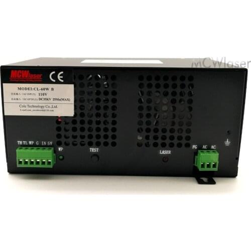 MCWlaser 60W CO2 Laser Power Supply For Engraver Cutting 220V